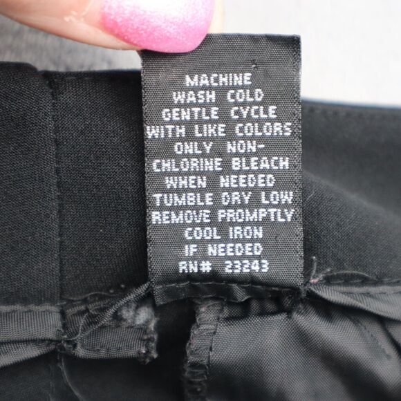 Casual Pants Women 8 Black Plain Petite Mid Rise Flat Front Wide Leg Dress Pants - Picture 7 of 16